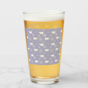 Weihnachtsmuster mit Eisbären und Schneeflocken Glas