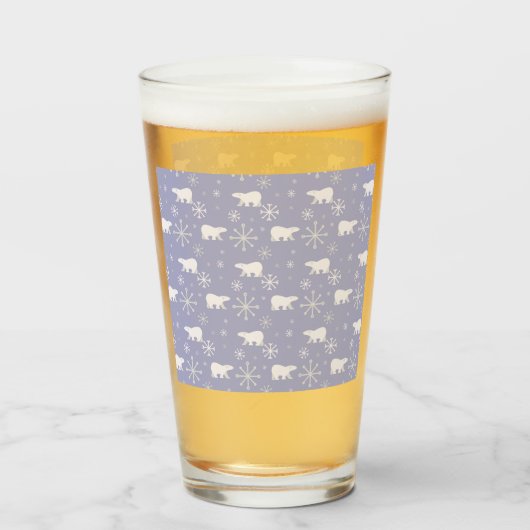Weihnachtsmuster mit Eisbären und Schneeflocken Glas (Vorne (Gefüllt))