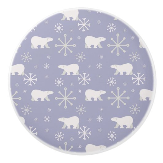 Weihnachtsmuster mit Eisbären und Schneeflocken Keramikknauf (Vorderseite)