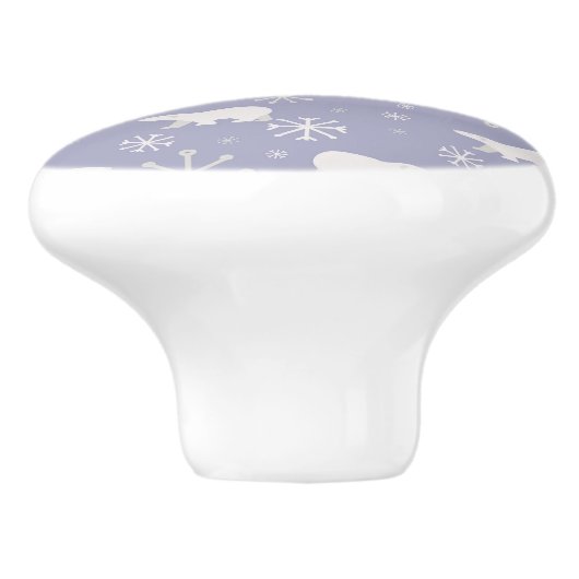 Weihnachtsmuster mit Eisbären und Schneeflocken Keramikknauf (Seitenansicht)