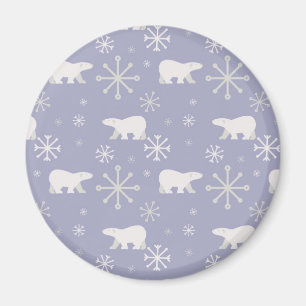 Weihnachtsmuster mit Eisbären und Schneeflocken Magnet