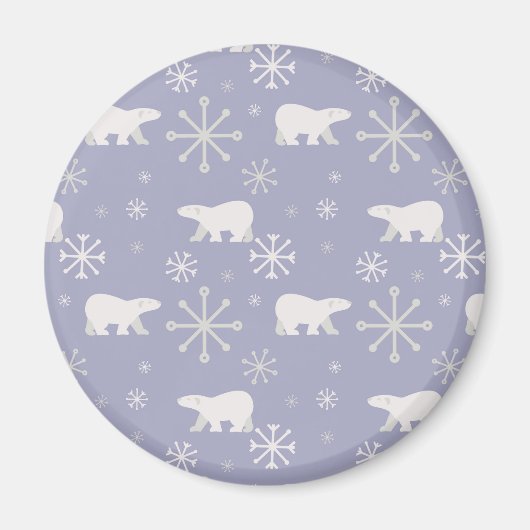 Weihnachtsmuster mit Eisbären und Schneeflocken Magnet (Vorne)