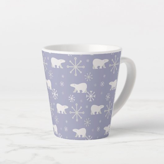 Weihnachtsmuster mit Eisbären und Schneeflocken Milchtasse (Rechte Ecke)
