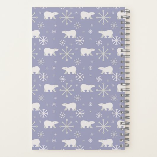 Weihnachtsmuster mit Eisbären und Schneeflocken Notizblock (Rückseite)
