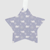 Weihnachtsmuster mit Eisbären und Schneeflocken Ornament (Rückseite)