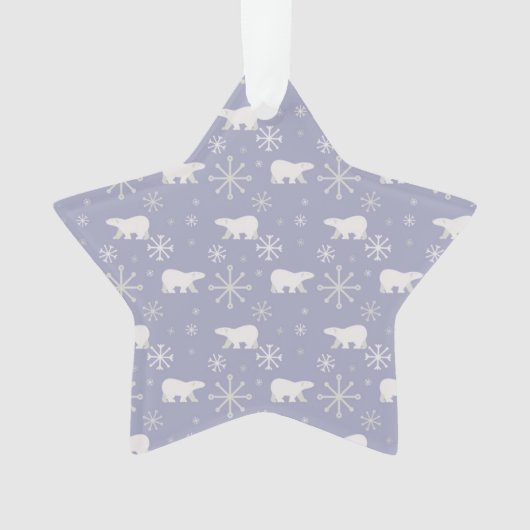 Weihnachtsmuster mit Eisbären und Schneeflocken Ornament (Vorderseite)