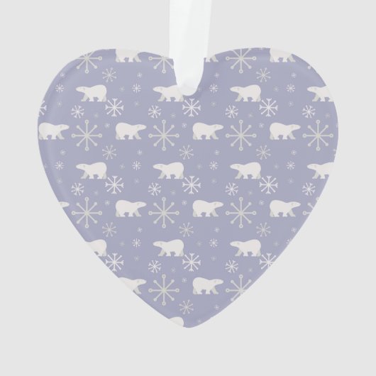 Weihnachtsmuster mit Eisbären und Schneeflocken Ornament (Rückseite)