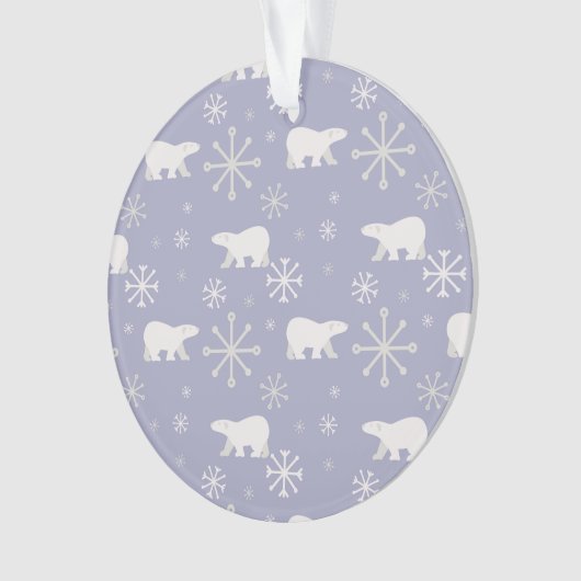 Weihnachtsmuster mit Eisbären und Schneeflocken Ornament (Vorderseite)