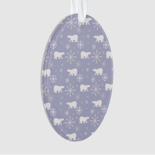 Weihnachtsmuster mit Eisbären und Schneeflocken Ornament (Vorderseite)