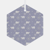 Weihnachtsmuster mit Eisbären und Schneeflocken Ornament Aus Glas (Rückseite)