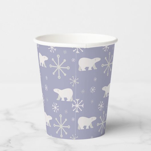 Weihnachtsmuster mit Eisbären und Schneeflocken Pappbecher (Rechts)