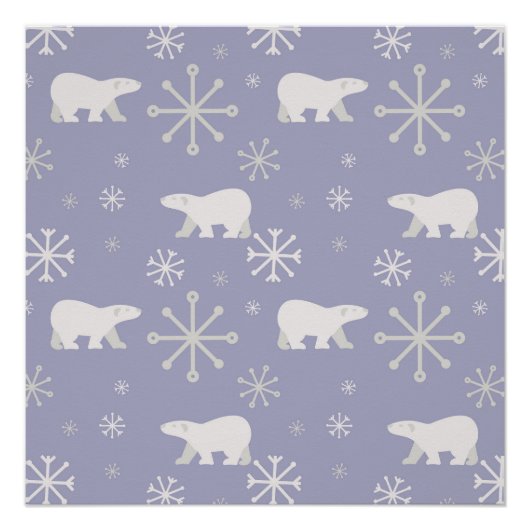 Weihnachtsmuster mit Eisbären und Schneeflocken Poster (Vorderseite)