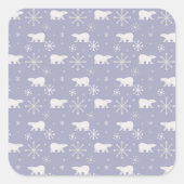 Weihnachtsmuster mit Eisbären und Schneeflocken Quadratischer Aufkleber (Vorderseite)