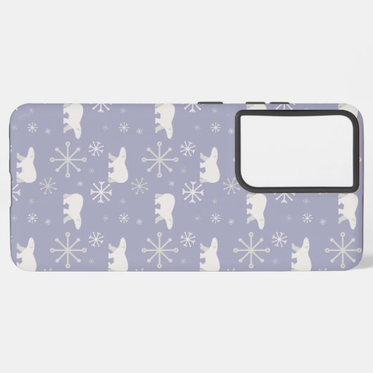 Weihnachtsmuster mit Eisbären und Schneeflocken Samsung Galaxy Hülle (Linke Seite)