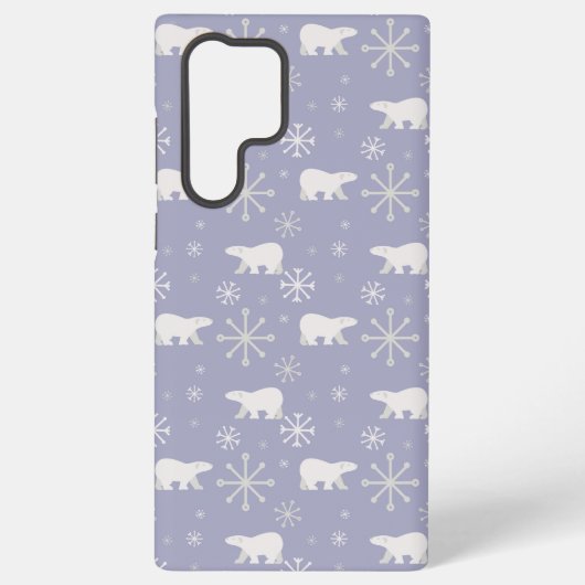 Weihnachtsmuster mit Eisbären und Schneeflocken Samsung Galaxy Hülle (Rückseite)