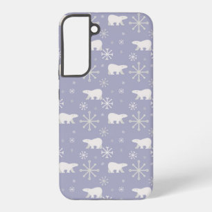 Weihnachtsmuster mit Eisbären und Schneeflocken Samsung Galaxy Hülle
