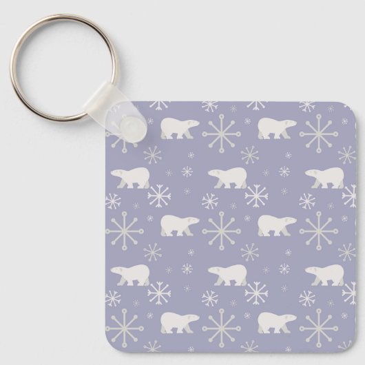 Weihnachtsmuster mit Eisbären und Schneeflocken Schlüsselanhänger (Vorderseite)