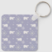 Weihnachtsmuster mit Eisbären und Schneeflocken Schlüsselanhänger (Rückseite)