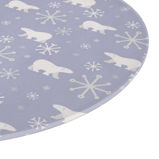 Weihnachtsmuster mit Eisbären und Schneeflocken Schneidebrett (Ecke)