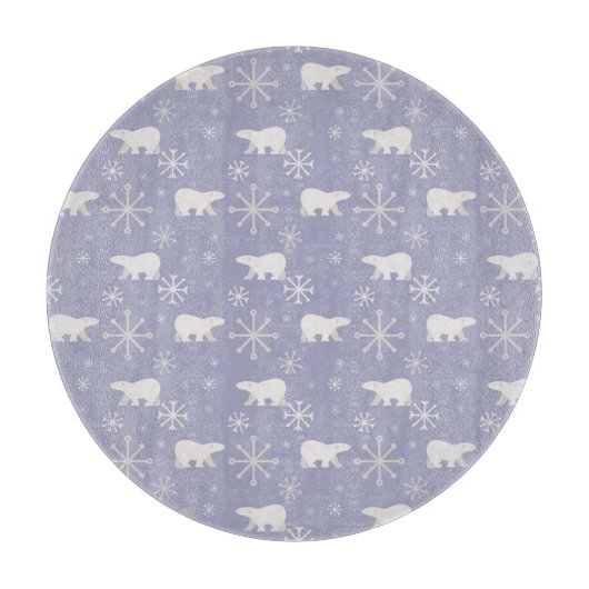 Weihnachtsmuster mit Eisbären und Schneeflocken Schneidebrett (Vorderseite)