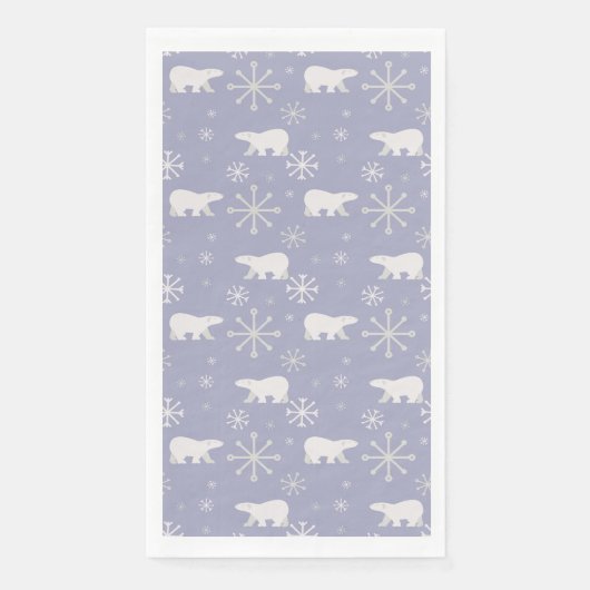 Weihnachtsmuster mit Eisbären und Schneeflocken Serviette (Vorderseite)
