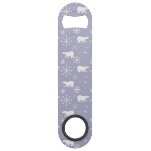 Weihnachtsmuster mit Eisbären und Schneeflocken Speed Flaschenöffner