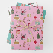 Weihnachtsmuster mit Geschenken und Ornamenten