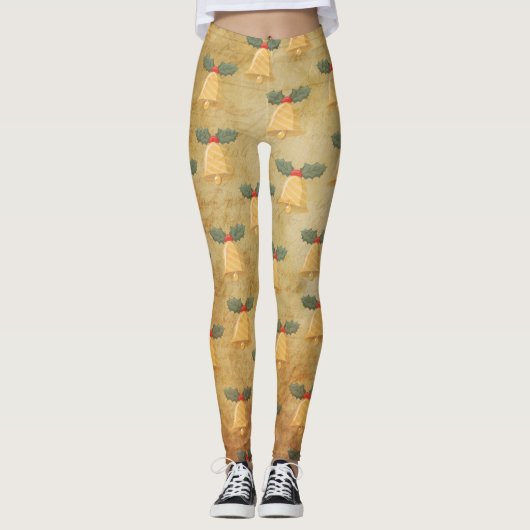 Weihnachtsmuster mit Glocken Leggings (Vorderseite)