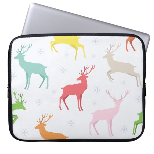 Weihnachtsmuster mit Hirschen, Reh, Laptopschutzhülle (Vorderseite)
