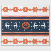 Weihnachtsmuster mit Hirschen und Schneeflocken Geschenkpapier (Flach)