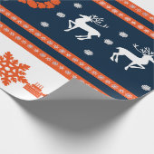 Weihnachtsmuster mit Hirschen und Schneeflocken Geschenkpapier (Ecke)