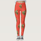 Weihnachtsmuster mit Holly Berry Pflanze Leggings (Vorderseite)