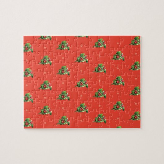 Weihnachtsmuster mit Holly Berry Pflanze Puzzle (Horizontal)