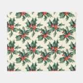 Weihnachtsmuster mit Holly-Blätter und Red Berry Fleecedecke (Vorderseite (Horizontal))
