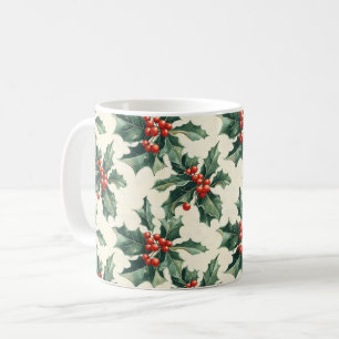 Weihnachtsmuster mit Holly-Blätter und Red Berry Kaffeetasse