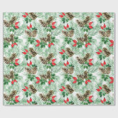 Weihnachtsmuster mit immergrünen und roten Beeren Geschenkpapier (Flach)