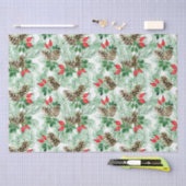 Weihnachtsmuster mit immergrünen und roten Beeren Seidenpapier (Handwerk)