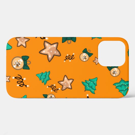 Weihnachtsmuster mit Kerzen, Tangerinesbackgrou Case-Mate iPhone Hülle (Rückseite (Horizontal))