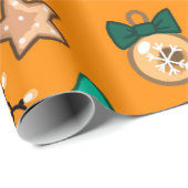 Weihnachtsmuster mit Kerzen, Tangerinesbackgrou Geschenkpapier (Rolleneckpunkt)