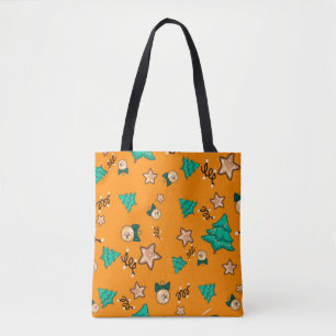 Weihnachtsmuster mit Kerzen, Tangerinesbackgrou Tasche