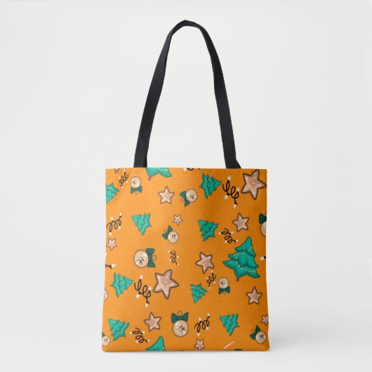 Weihnachtsmuster mit Kerzen, Tangerinesbackgrou Tasche (Vorderseite)