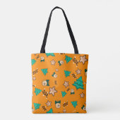 Weihnachtsmuster mit Kerzen, Tangerinesbackgrou Tasche (Rückseite)