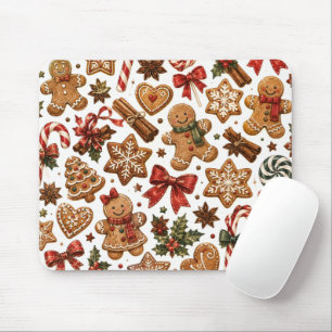 Weihnachtsmuster mit Lebkuchen und Zuckerstangen Mousepad