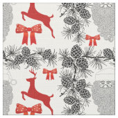 Weihnachtsmuster mit Rentier, Pinecones Stoff (Nahaufnahme)