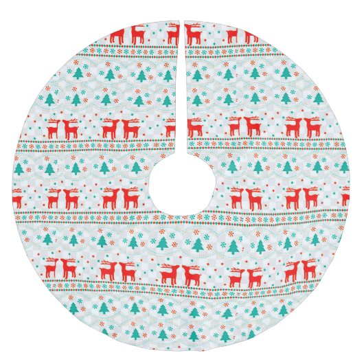 Weihnachtsmuster mit Rentier Polyester Weihnachtsbaumdecke (Vorderseite)