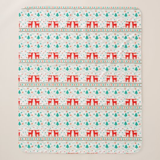 Weihnachtsmuster mit Rentier Sherpadecke (Vorderseite)