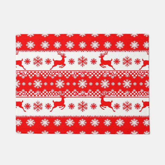 Weihnachtsmuster mit Rentier und Schneeflocken Fußmatte (Vorderseite)