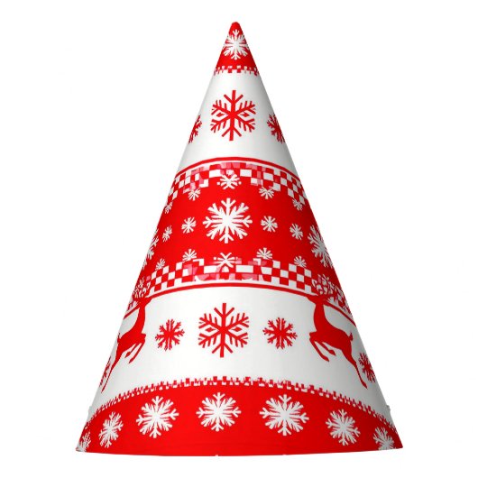 Weihnachtsmuster mit Rentier und Schneeflocken Partyhütchen (Vorderseite)