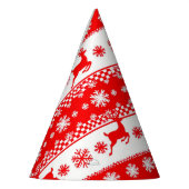 Weihnachtsmuster mit Rentier und Schneeflocken Partyhütchen (Links)