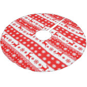 Weihnachtsmuster mit Rentier und Schneeflocken Polyester Weihnachtsbaumdecke (Schrägansicht)